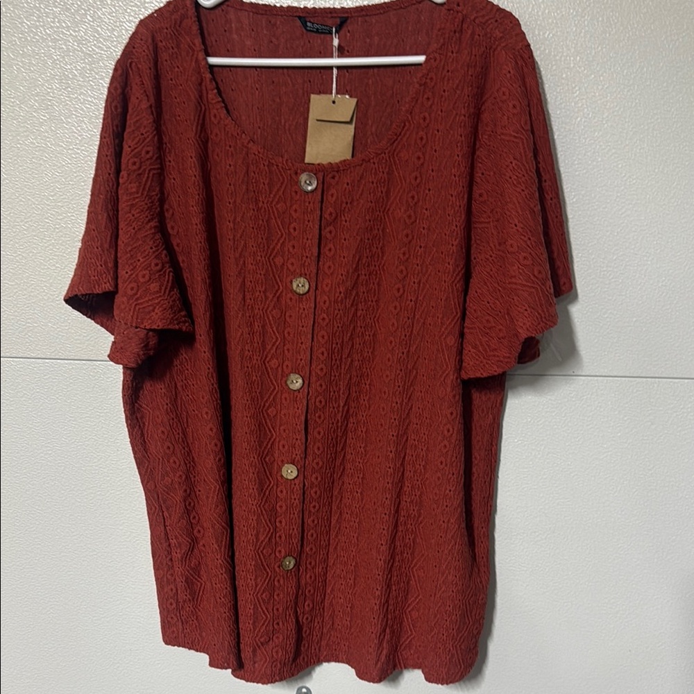 BloomChic Terracotta Textured Blouse
